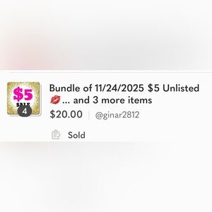 @ginar2812 $20 Purchase During 11/24/2025 Live